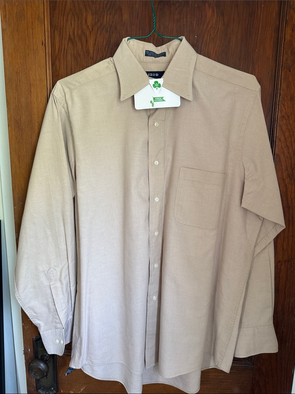 Izod Dress Shirt - Tan, Size 16, 34/35